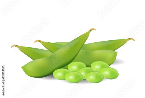 green soybeans on white background