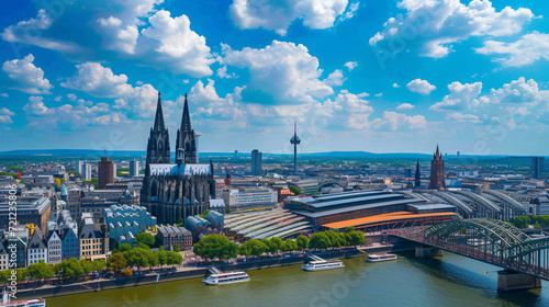 Germany Cologne city view with Hohenzollern photo