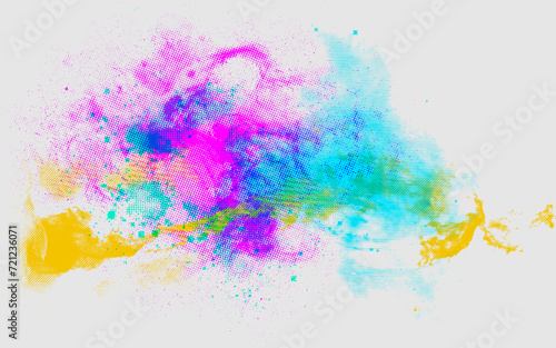abstract colorful grunge halftone, art decoration on a white background