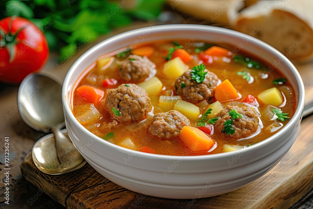 Vegetable soup with meatballs. Vegetable soup with meatballs.