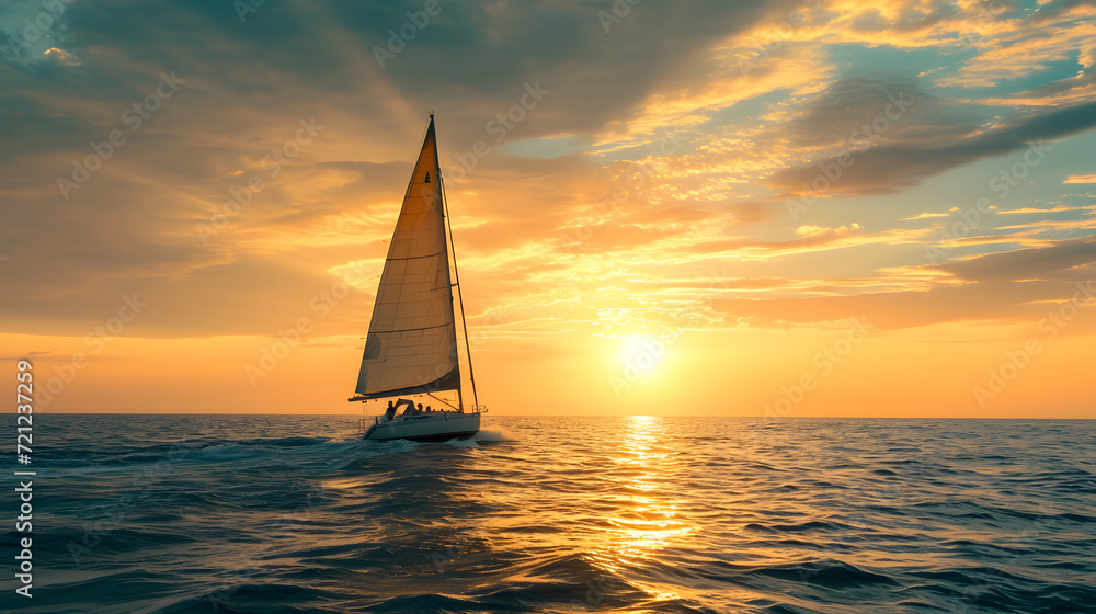 Romantic Sunset Sailboat Voyage