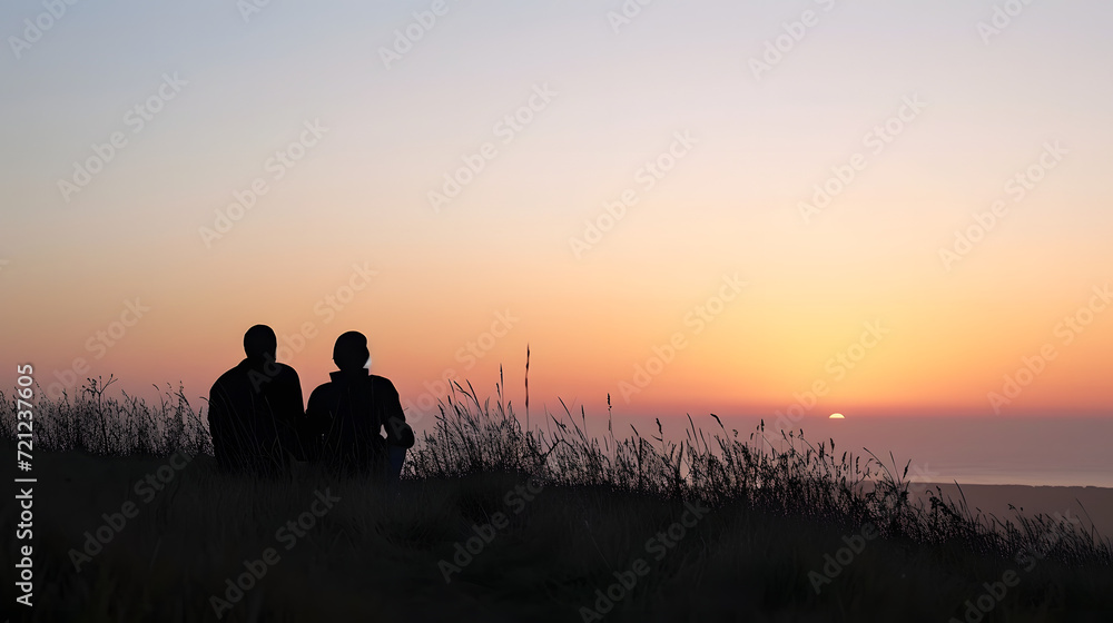 Romantic Silhouette of Couple at Sunset