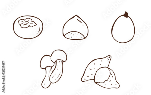 手描き風の野菜と果物のアイコン