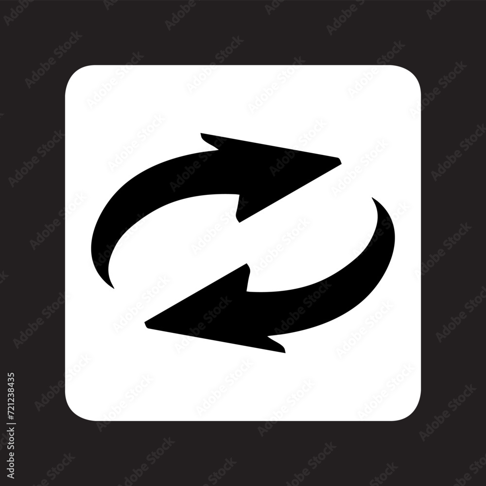 Repeat icon vector. Refresh logo design. Reload arrow vector icon illustration in square isolated on black background Repeat icon vector. Refresh logo design. Reload arrow vector icon illustration in square isolated on black background