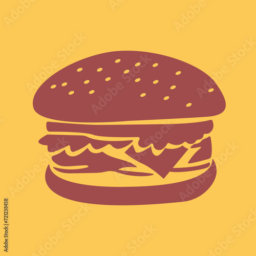 Seductive burger silhouette boldly imprinted against a bright yellow backdrop, creating a visually enticing contrast with a touch of warmth
