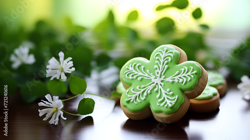 Green frosted shamrock sugar cookies for St. Patrick s Day
