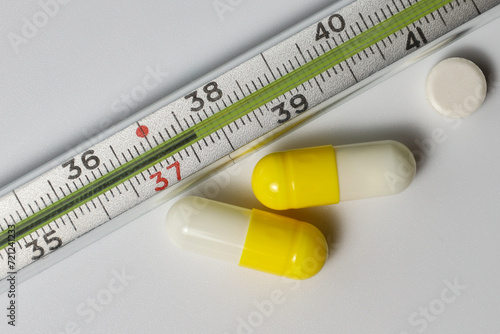 thermometer and pills