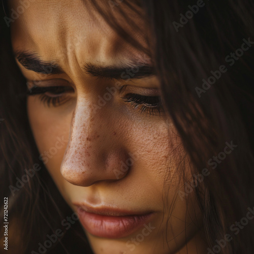  a woman experiencing deep sorrow and distress. human emotions, such as grief, despair, and heartache © Ojosdemar