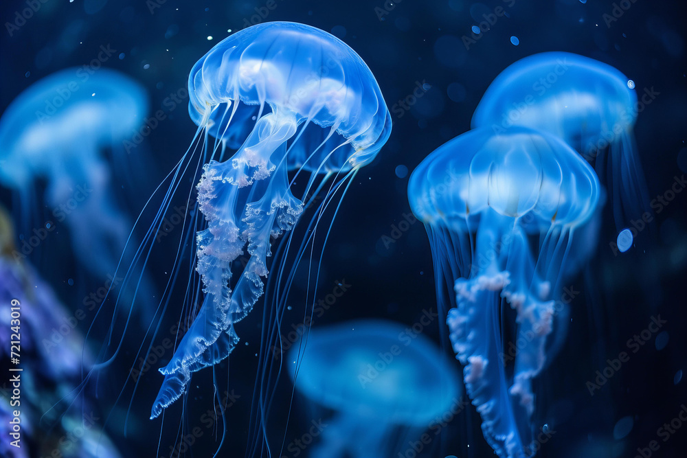 Fototapeta premium beautiful jellyfish pattern , blue colors