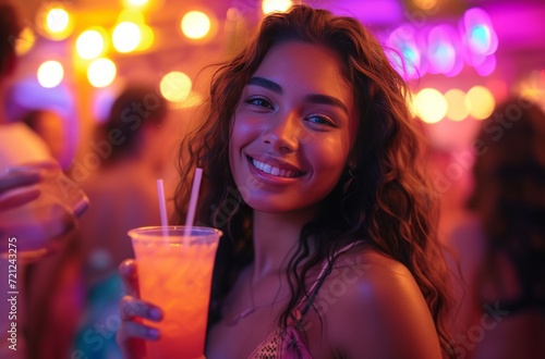 young woman dancing on a night at a club