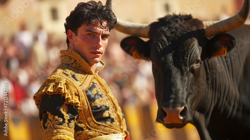 Young handsome Todor performs at a bullfight