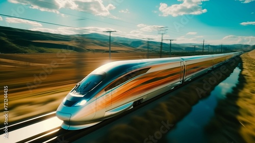 Transport train concept. Winter speed train