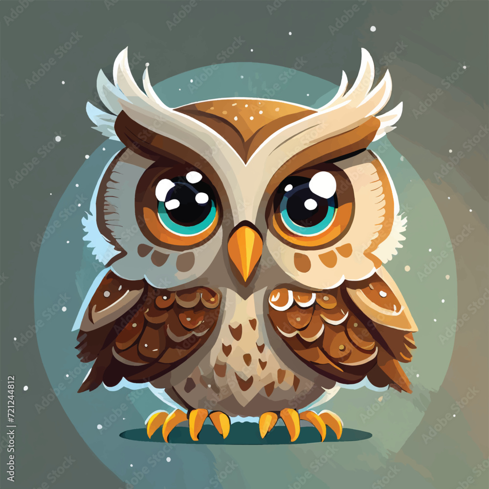 Owl in vibrant painting with colorful brush splashes, vector illustration
