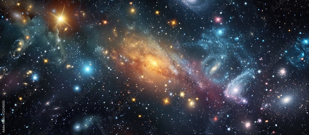 Cosmic illustration of a vast, star-filled universe. Cosmic illustration of a vast, star-filled universe.