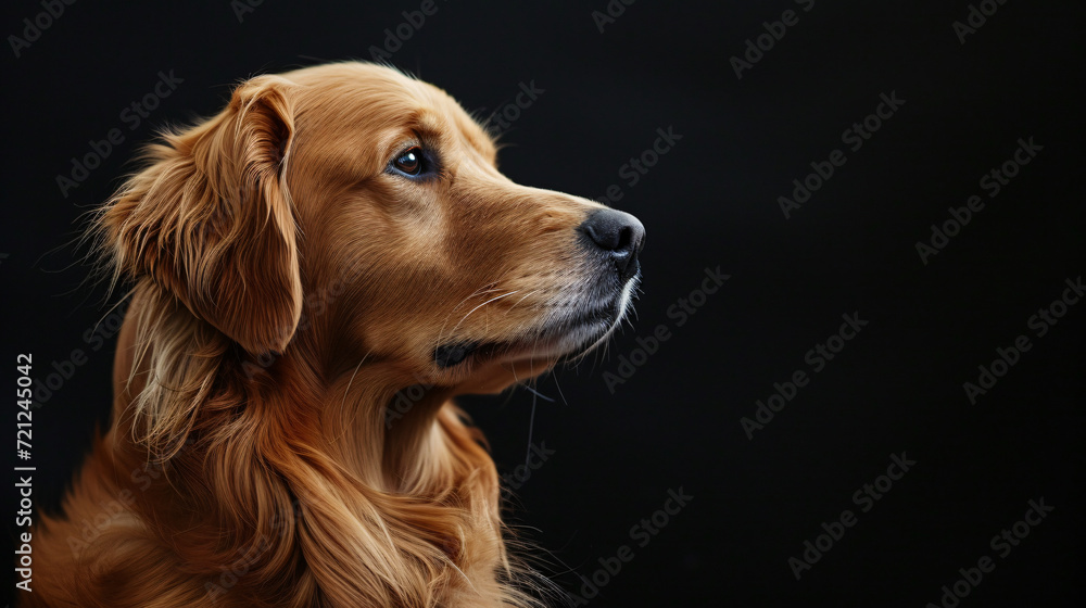 Golden Dog in a black background.