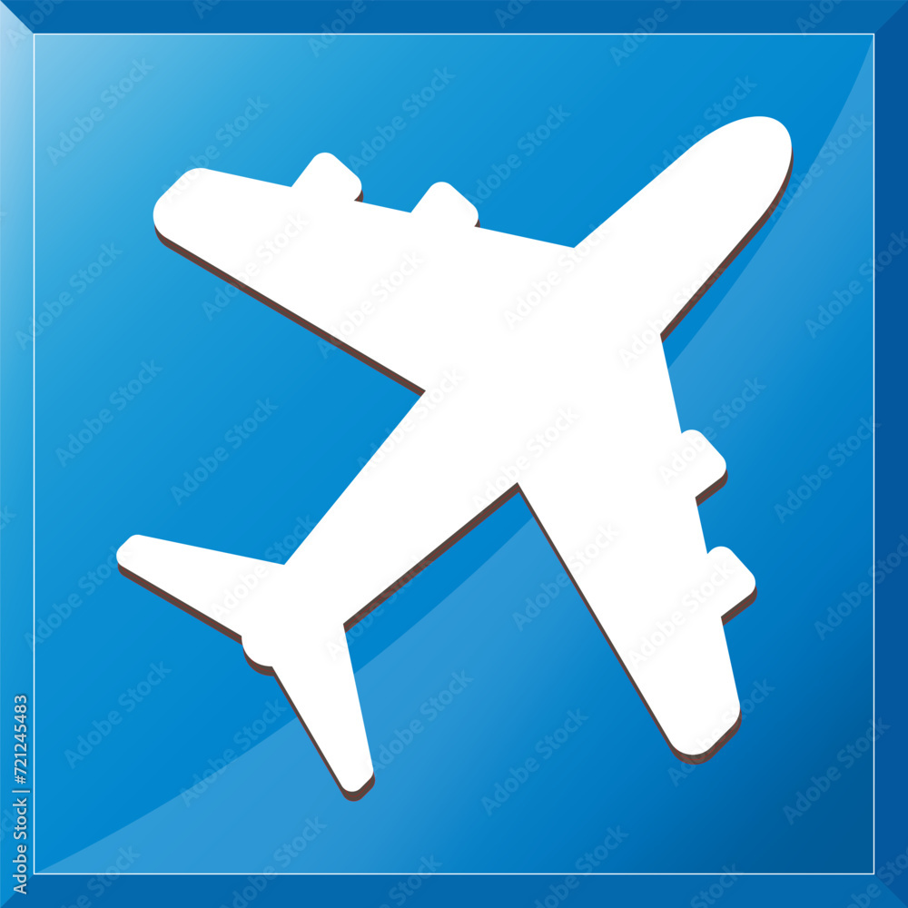 Airplane Icon on blue button. Vector illustration EPS 10 File. Airplane Icon on blue button. Vector illustration EPS 10 File.