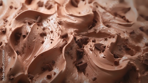 Chocolate Ice Cream. Close-Up. Ice Cream Background Before