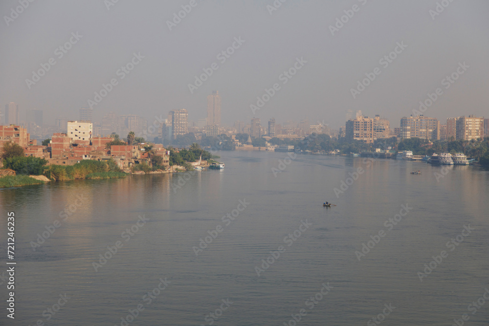 The Nile, river, buildings,View from the bridge,Left and right banks,Middle of the Nile