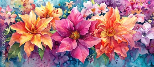 Stunning blooms for a card or a watercolor reference, a perfect holiday present. photo