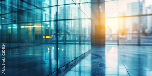 Blurred glass wall of modern business office