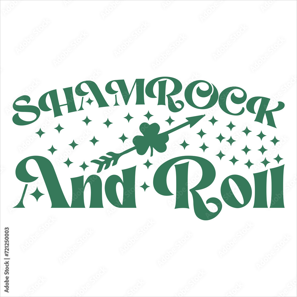 Naklejka premium SHAMROCK AND ROLL ST.PATRICK'S DAY T-SHIRT DESIGN,