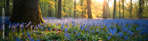 Wild Beauty: A Springtime Medley of Bluebells and Wildflowers in a Forest Meadow