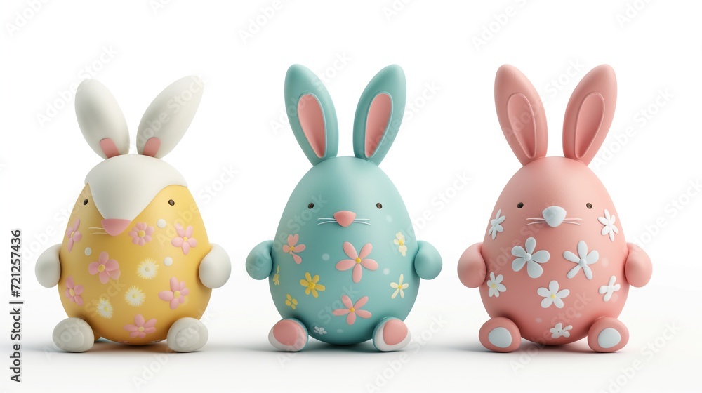 Obraz premium Easter Bunny Eggs Holiday White Background