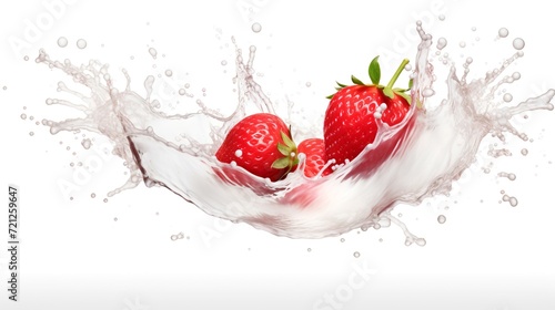 Milk or Yogurt Splash with Strawberries Isolat

 photo