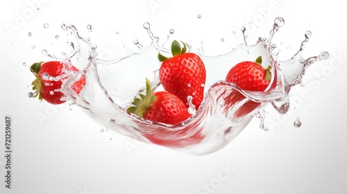 Milk or Yogurt Splash with Strawberries Isolat  