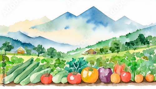 新鮮な野菜の直売所イメージのイラスト背景 photo