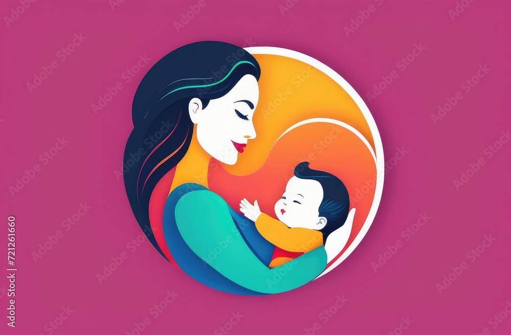 mother hugging baby, motherhood concept. illustration of beautiful girl holding newborn on hands. mother hugging baby, motherhood concept. illustration of beautiful girl holding newborn on hands.