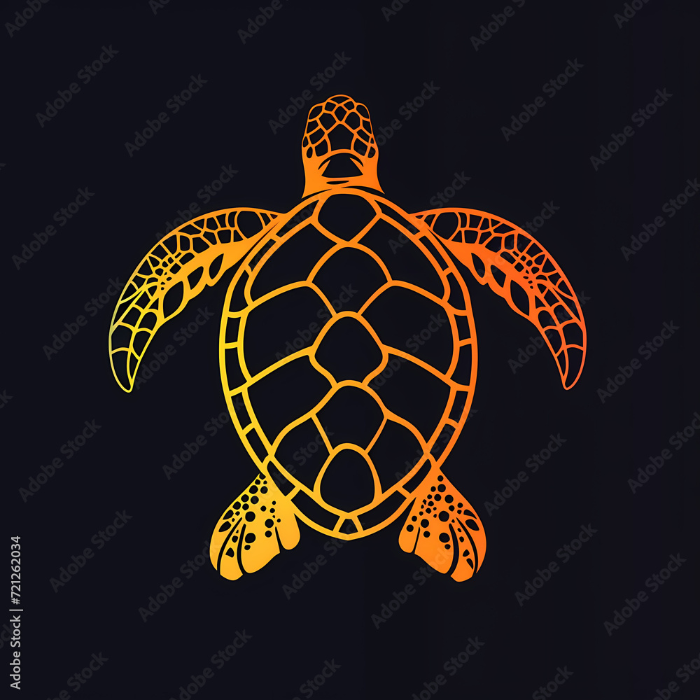 Vektor Logo einer farbigen Schildkröte vor schwarzem Hintergrund, 2 Vektor Logo einer farbigen Schildkröte vor schwarzem Hintergrund, 2