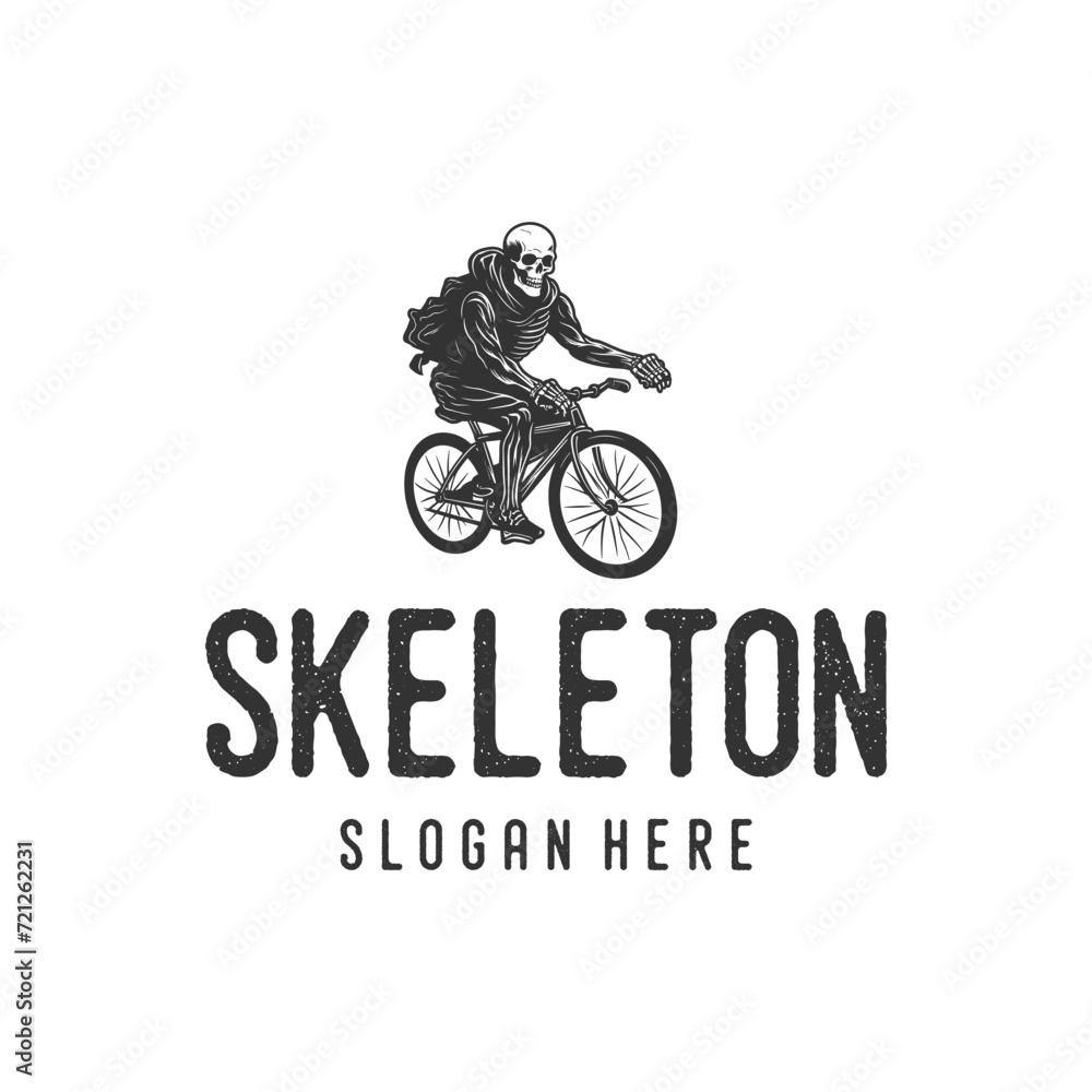 Cyclist skeleton logo vector Cyclist skeleton logo vector
