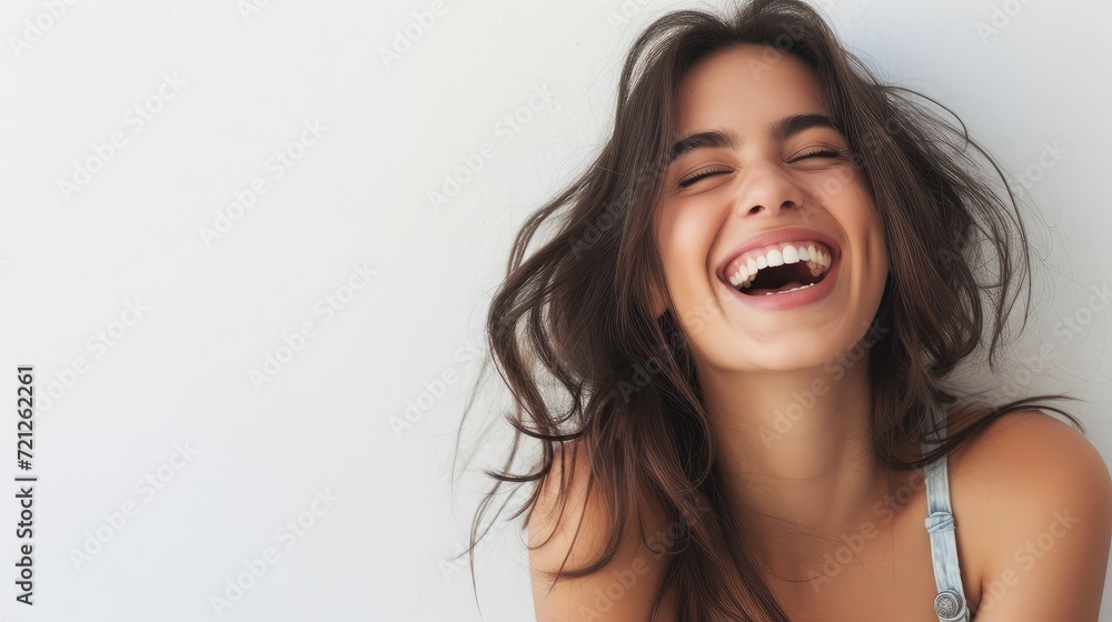 Young brunette woman over isolated white background laughing Young brunette woman over isolated white background laughing