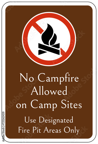 Campfire safety sign no campfire allowed on camp sites