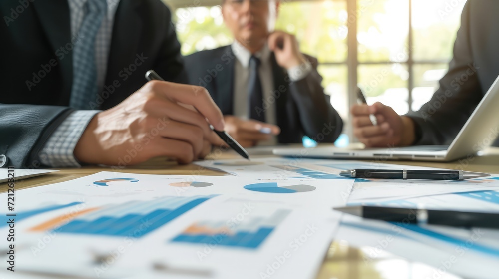 business adviser meeting to analyze and discuss the situation on the financial report in the meeting room.Investment Consultant,Financial Consultant,Financial advisor and accounting concept business adviser meeting to analyze and discuss the situation on the financial report in the meeting room.Investment Consultant,Financial Consultant,Financial advisor and accounting concept