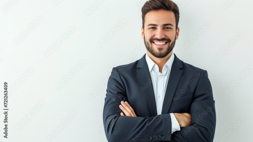 Businessman smiling with arms crossed on white background Businessman smiling with arms crossed on white background
