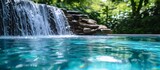 Immerse in Relaxation: Mesmerizing Empty Swimming Pool, Tranquil Waterfall, and Soothing Jet in a Serene Jacuzzi