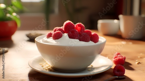 Raspberry in Vanilla Yoghurt 8k Realistic Ligh

 photo