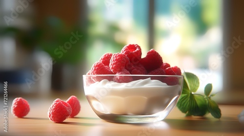 Raspberry in Vanilla Yoghurt 8k Realistic Ligh

 photo