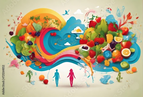 Healthy Organic Diet Nutrition Illustration Concept depicting that good health depends on a healthy lifestyle.