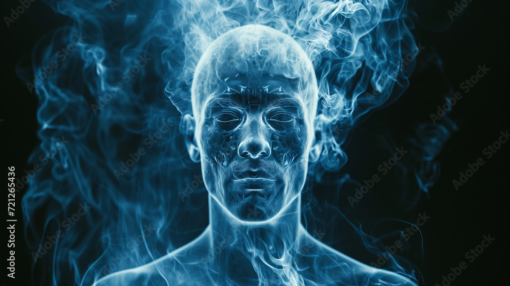 Human x-ray skull with smoke. Human x-ray skull with smoke.