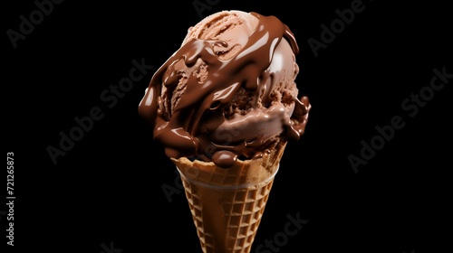 Scoop of Chocolate Ice Cream Isolated on Trans

