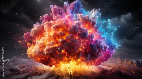 Rainbow Human Brain Explosion: Cognitive Overload