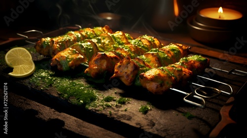 Spice-infused delight  Indian chicken tikka keb  