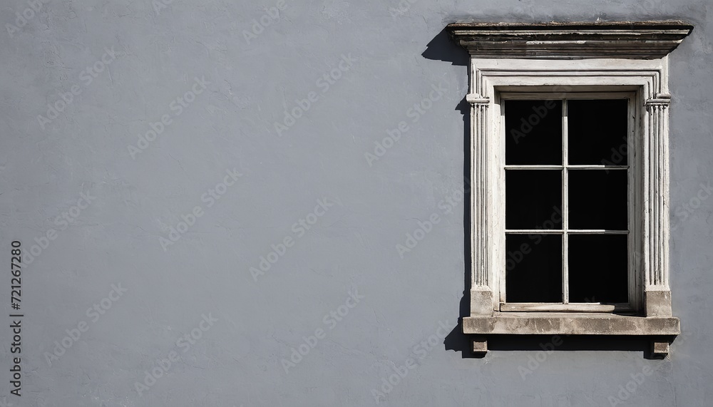 Fototapeta premium Architectural Background: The Gray Wall and Window of an Old Building