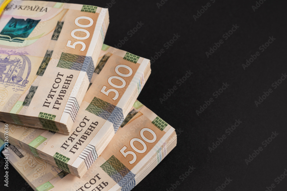 Stack of ukrainian money hryvnia. grivna, hryvna with 500 banknotes Stack of ukrainian money hryvnia. grivna, hryvna with 500 banknotes