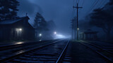 classic railway on night photography