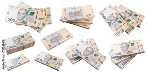 Stack of ukrainian money hryvnia grivna  hryvna with 500 banknotes. Collection