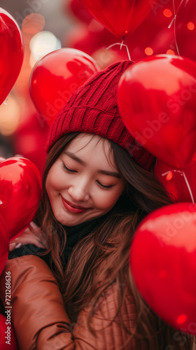 girl with red heart